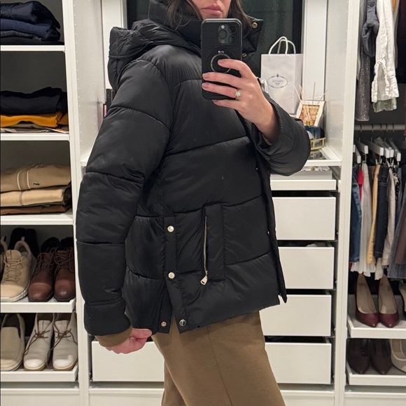 Mango Puffer Black Jacket with Hood size S - Picture 10 of 10